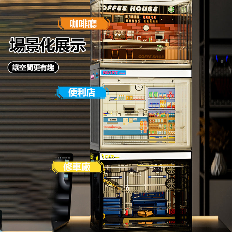 IMIW 現貨⚡LED燈光公仔展示盒 場景壓克力展示櫃